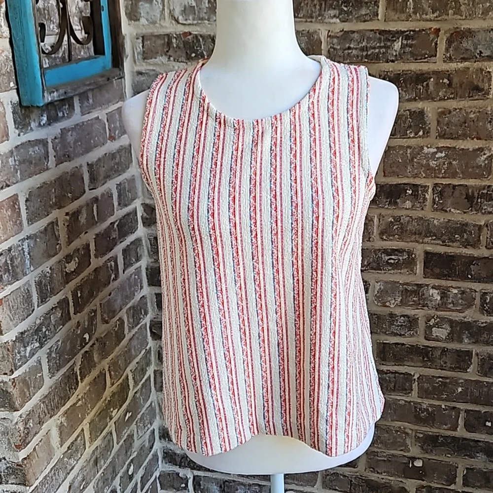Madewell Bouclé Stripe Cross Back Tank Top - Picture 3 of 4